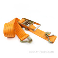 yellow ratchet tie down lashing for cargo transport